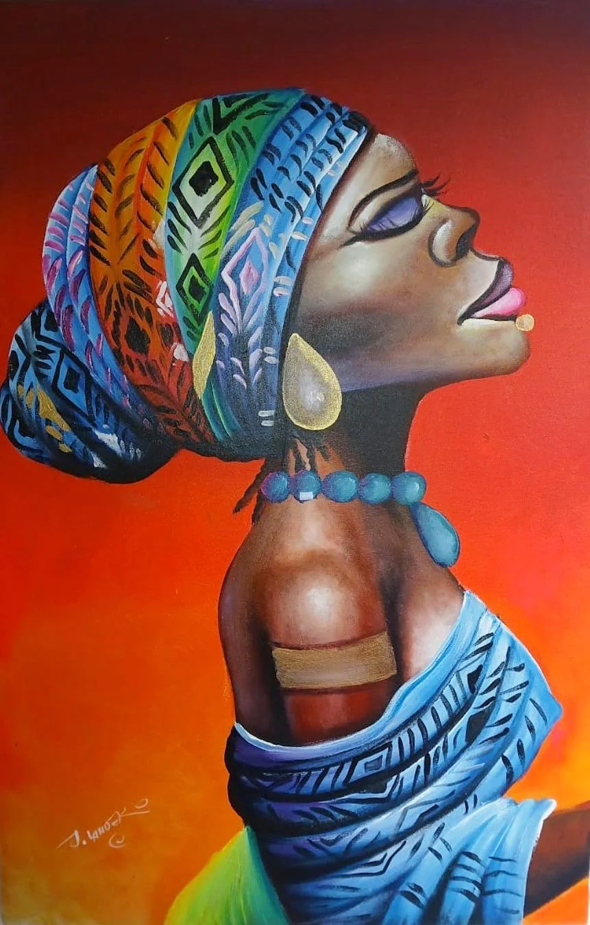 Woman In Blue Headwrap
