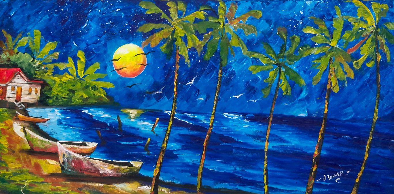 Moonlit Caribbean Village