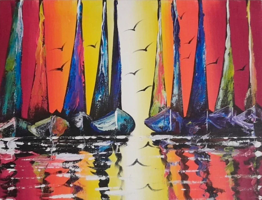Sailboats In Red Reflections
