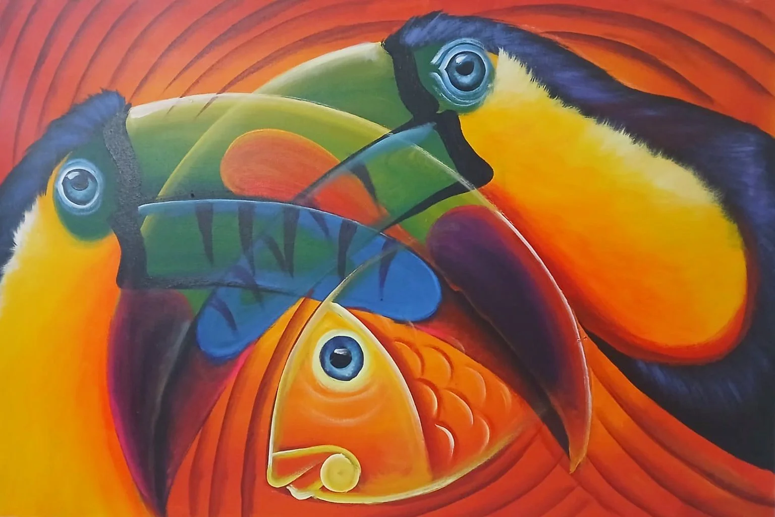 Toucans Fish And Butterfly