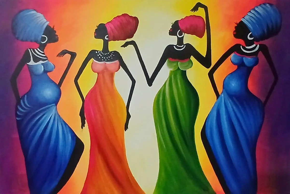 Four Women at Sunset, an original painting by Jorge Landero