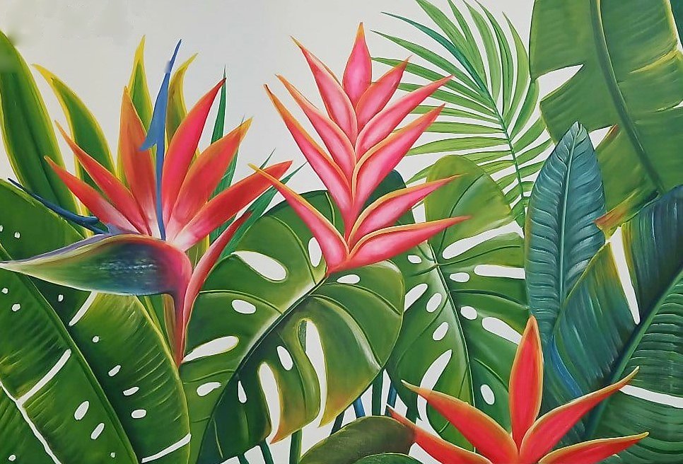 Heliconias And Monstera