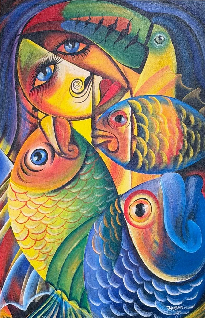 Faces Among Colorful Fish