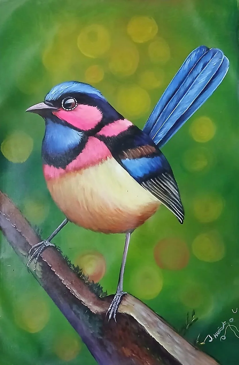 Pink And Blue Songbird
