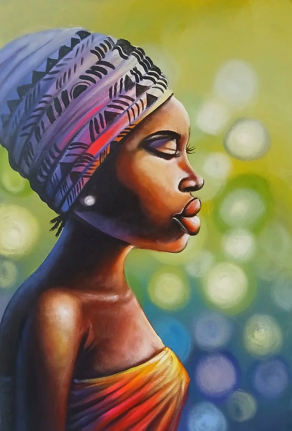 Woman In Patterned Headwrap