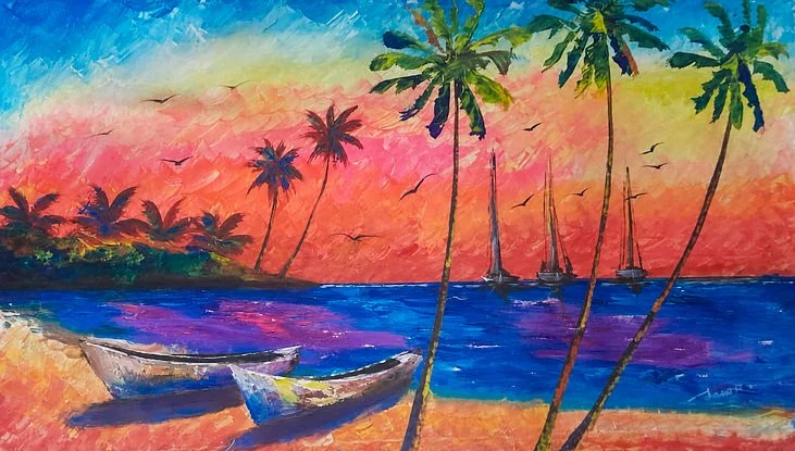 Caribbean Beach With Boats