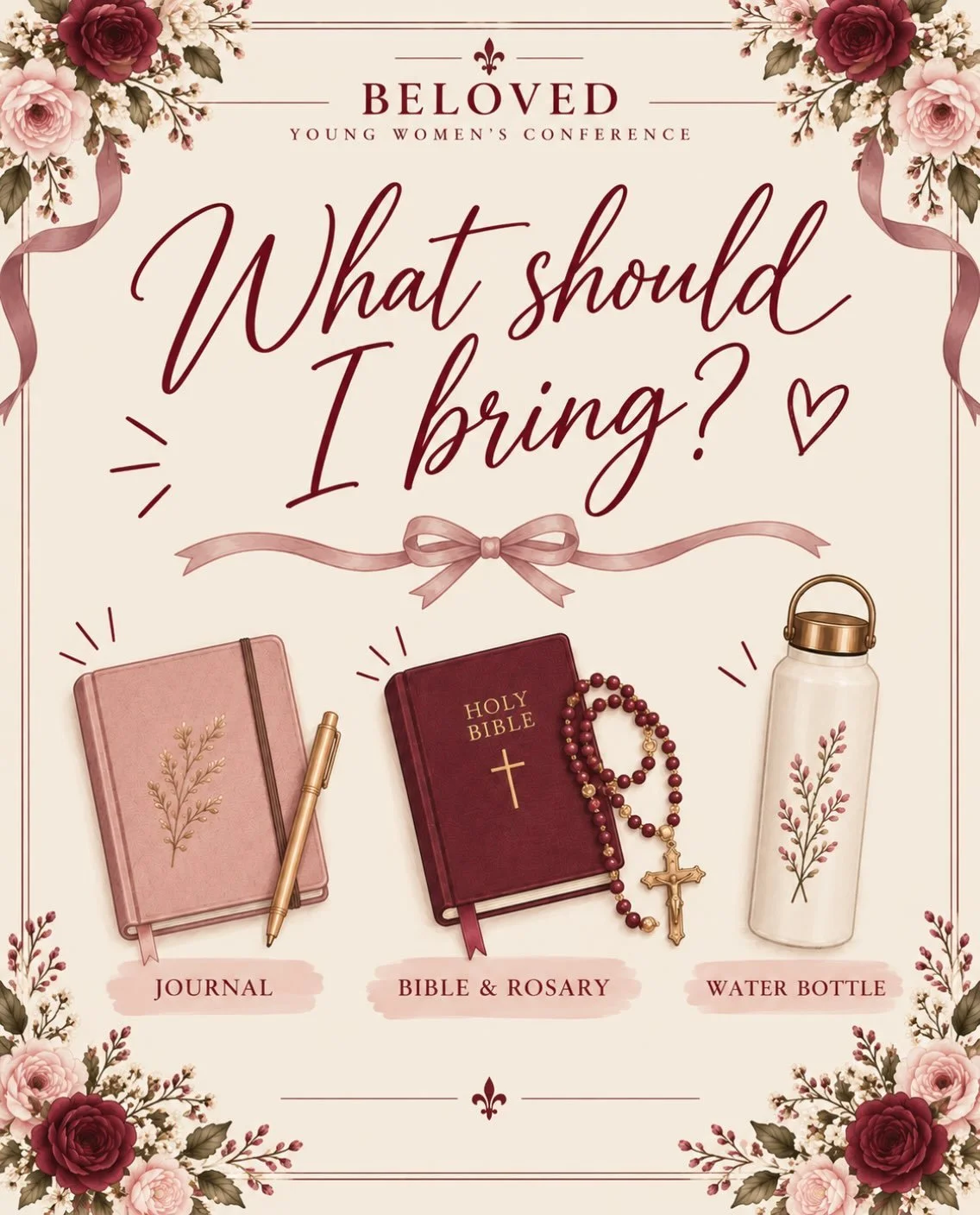 Less than a week left until Beloved!! Here are a few ideas of things you can bring with you. Most importantly, don&rsquo;t forget to arrive with an open heart 💗