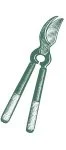 A pair of green-handled bolt cutters