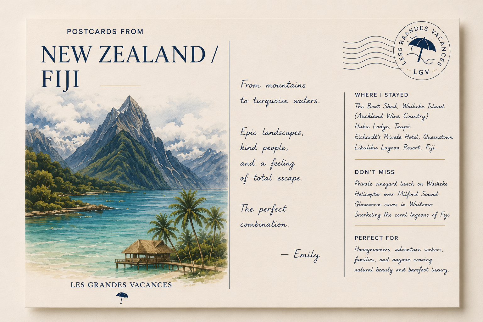 Honeymoon in New Zealand &amp; Fiji