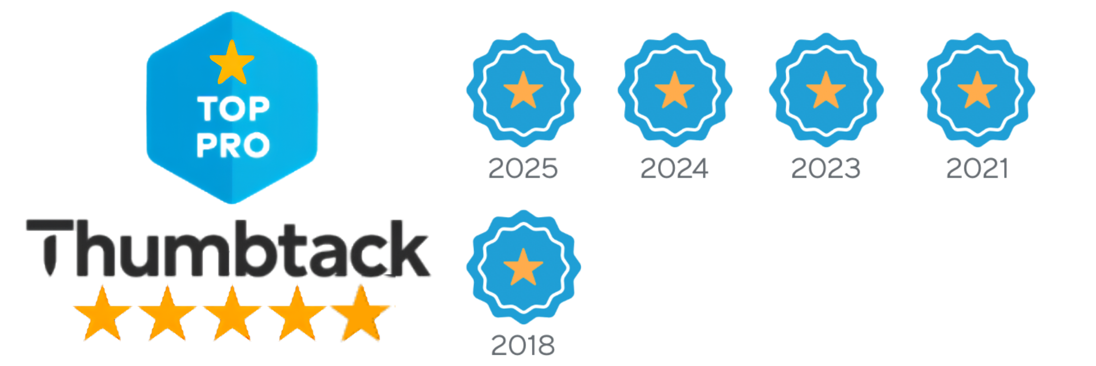 Thumback Top Pro Certificate awarded from the years 2018 to 2023.