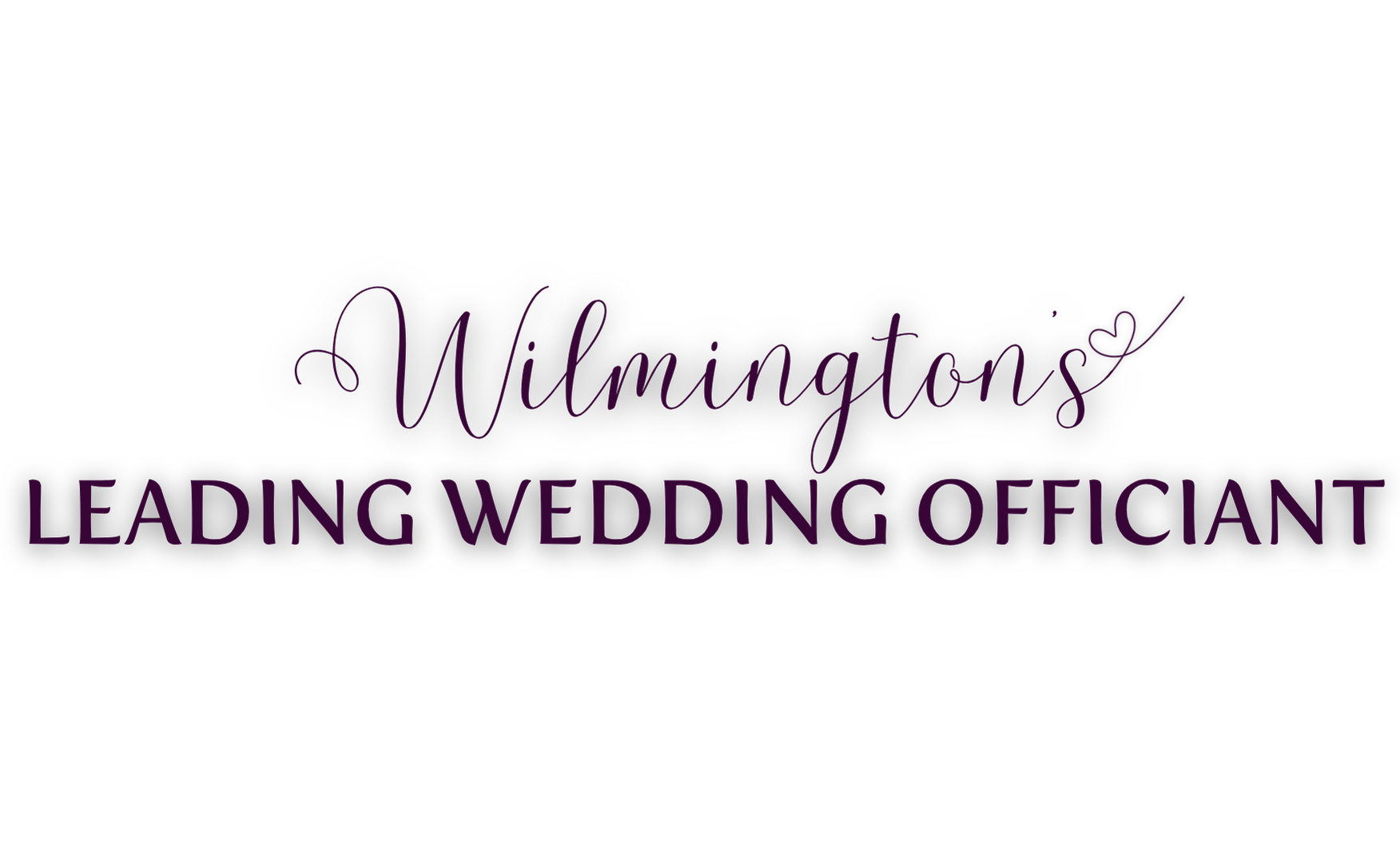 Logo for Wilmington's Leading Wedding Officiant in elegant purple and black script and text.
