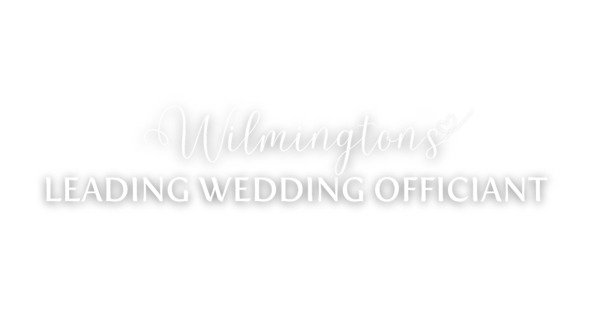 Written logo saying, "Wilmington's Leading Wedding Officiant" in elegant white script and text.