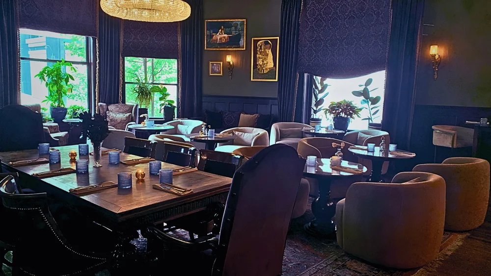 Tables and banquettes at Bohemia