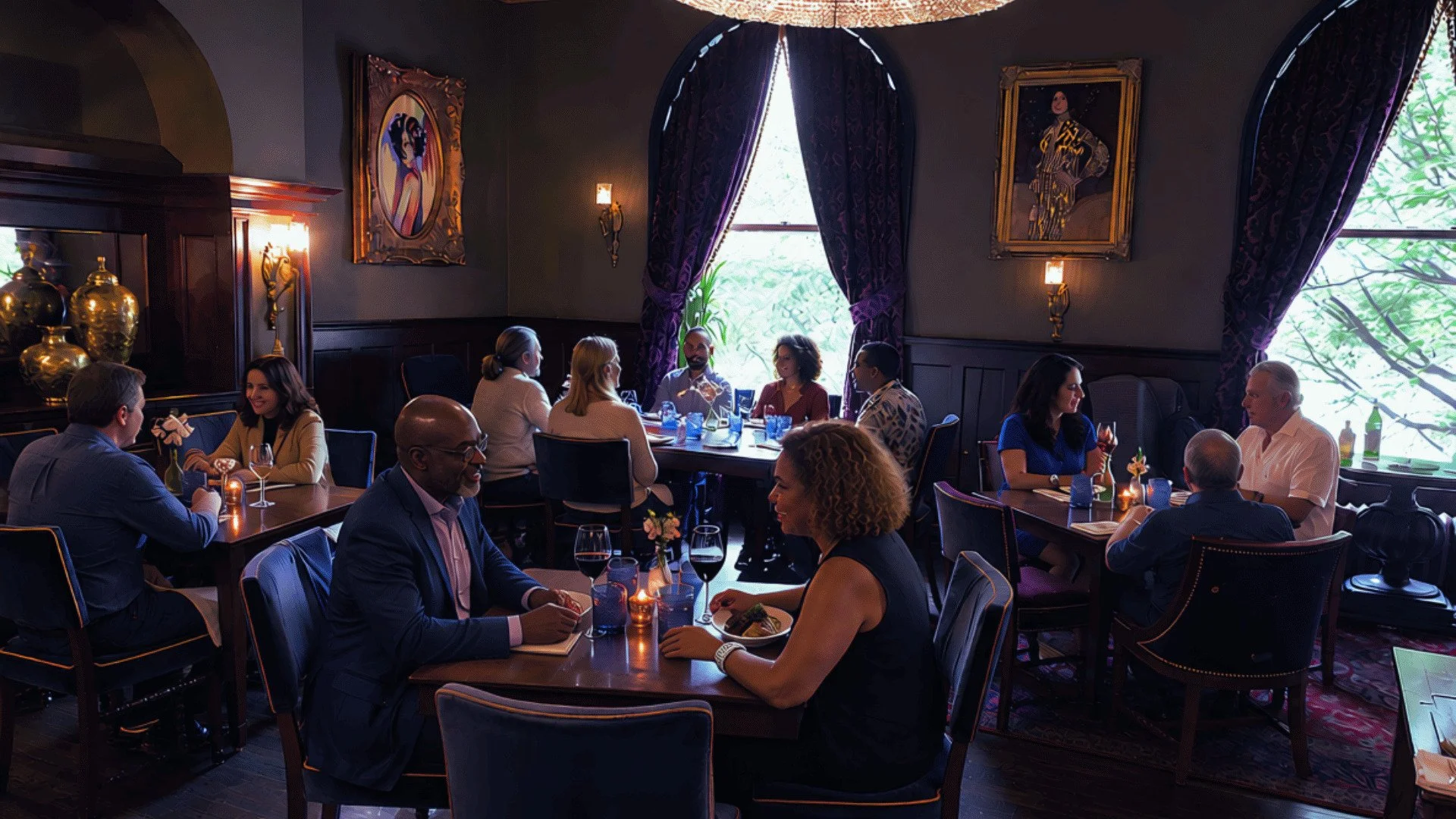 The dining room at Bohemia Detroit on a full evening
