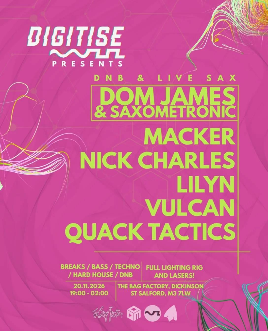 🚨 WE&rsquo;RE BACK AT BAG FACTORY! 🚨

Friday 20th November we&rsquo;re heading back to Bag Factory for another night of breaks, bass, techno, hard house and drum &amp; bass! 🧡💙

We&rsquo;re mixing things up a little this time, bringing some new f