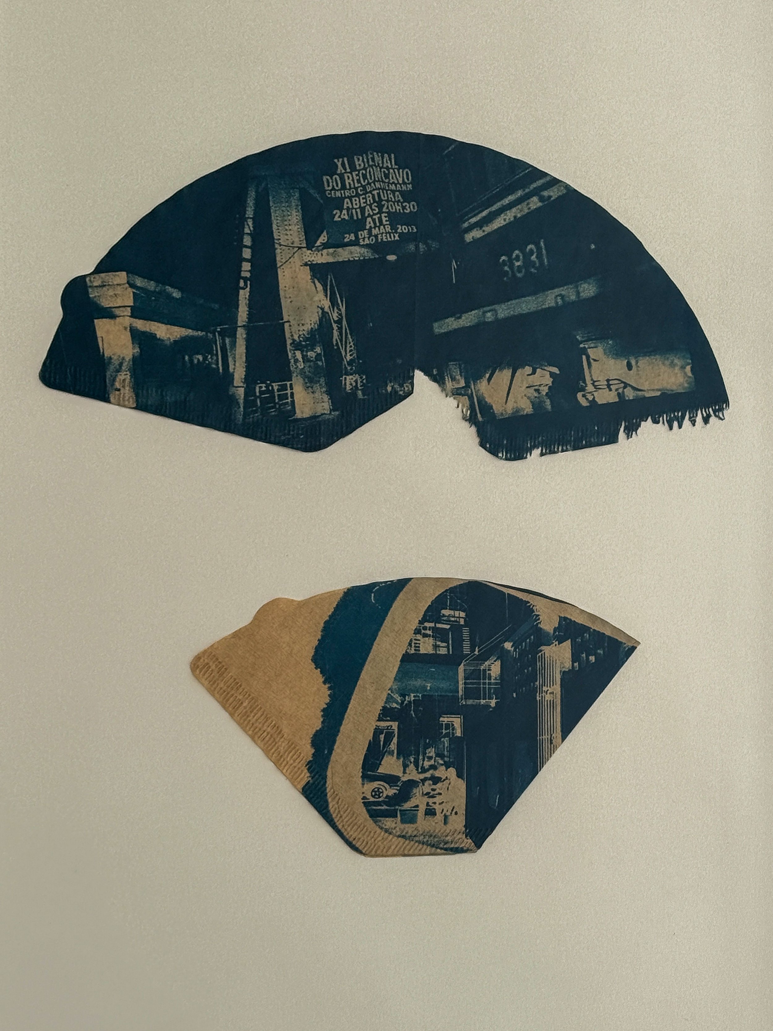 Cyanotype III, 2026 Cyanotype, coffee, and coffee filter 16 × 20 in.