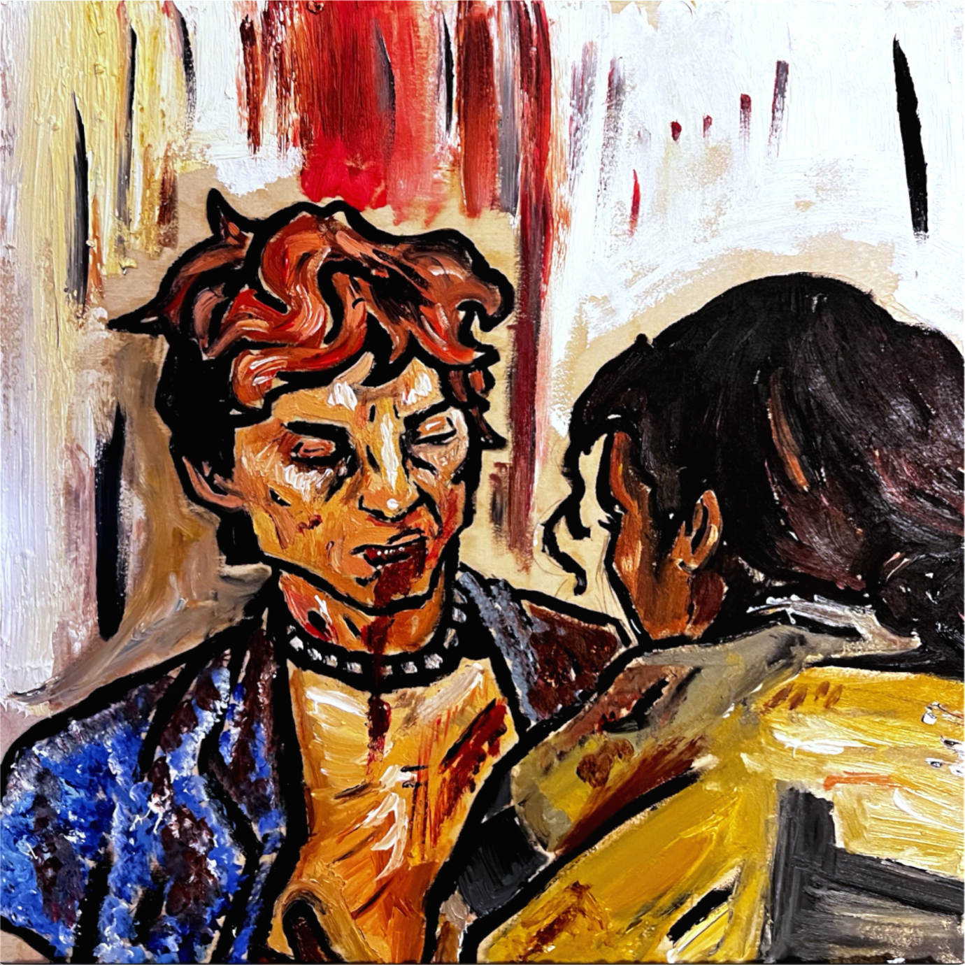 AT THE MOVIES
I Want You To Eat Me. (Bones and All)
2025
Oil on Wood
12" x 12" x 1"