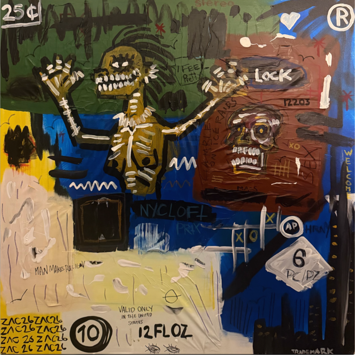 THE AMERICAN DREAM One Last Party In Her NYC Loft
2026
Acrylic/ Oil Pastel/ Newspaper on Canvas
36" x 36" x 1.5"