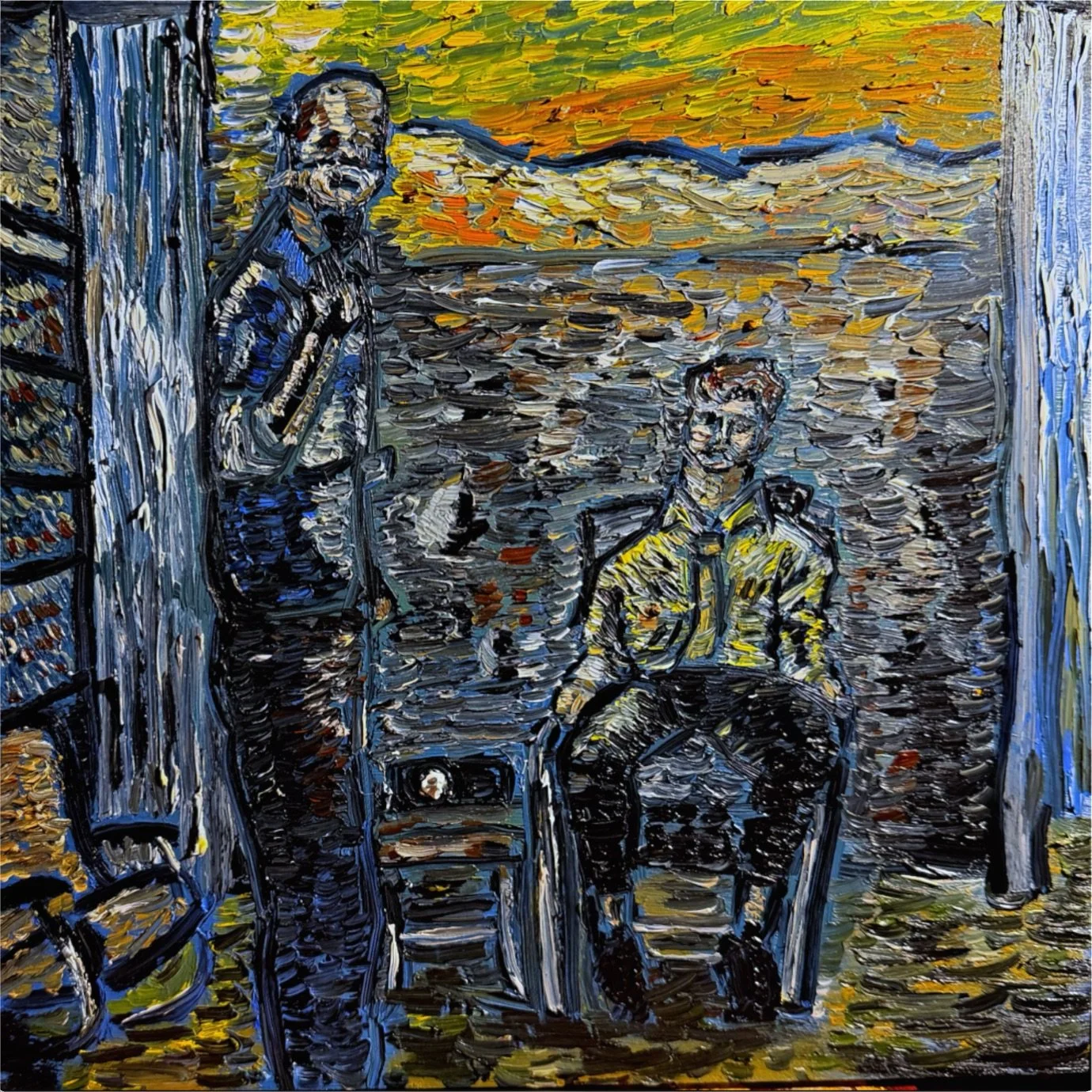 AT THE MOVIES
Do You See? Yes. (Manhunter)
2026
Oil on Wood
12" x 12" x 1"