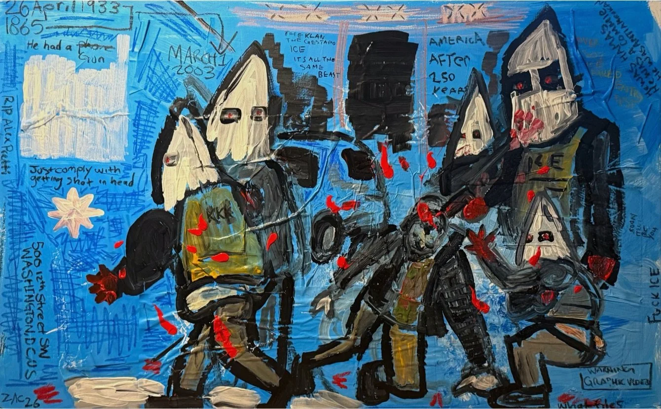 THE AMERICAN DREAM
$9.13 Billion in Funding and Counting
2026
Acrylic/ Oil Pastel/ Newspaper on Canvas
30" x 48" x 1.5"