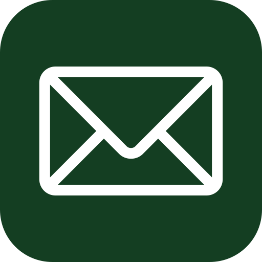 Icon of a white envelope on a dark green background.