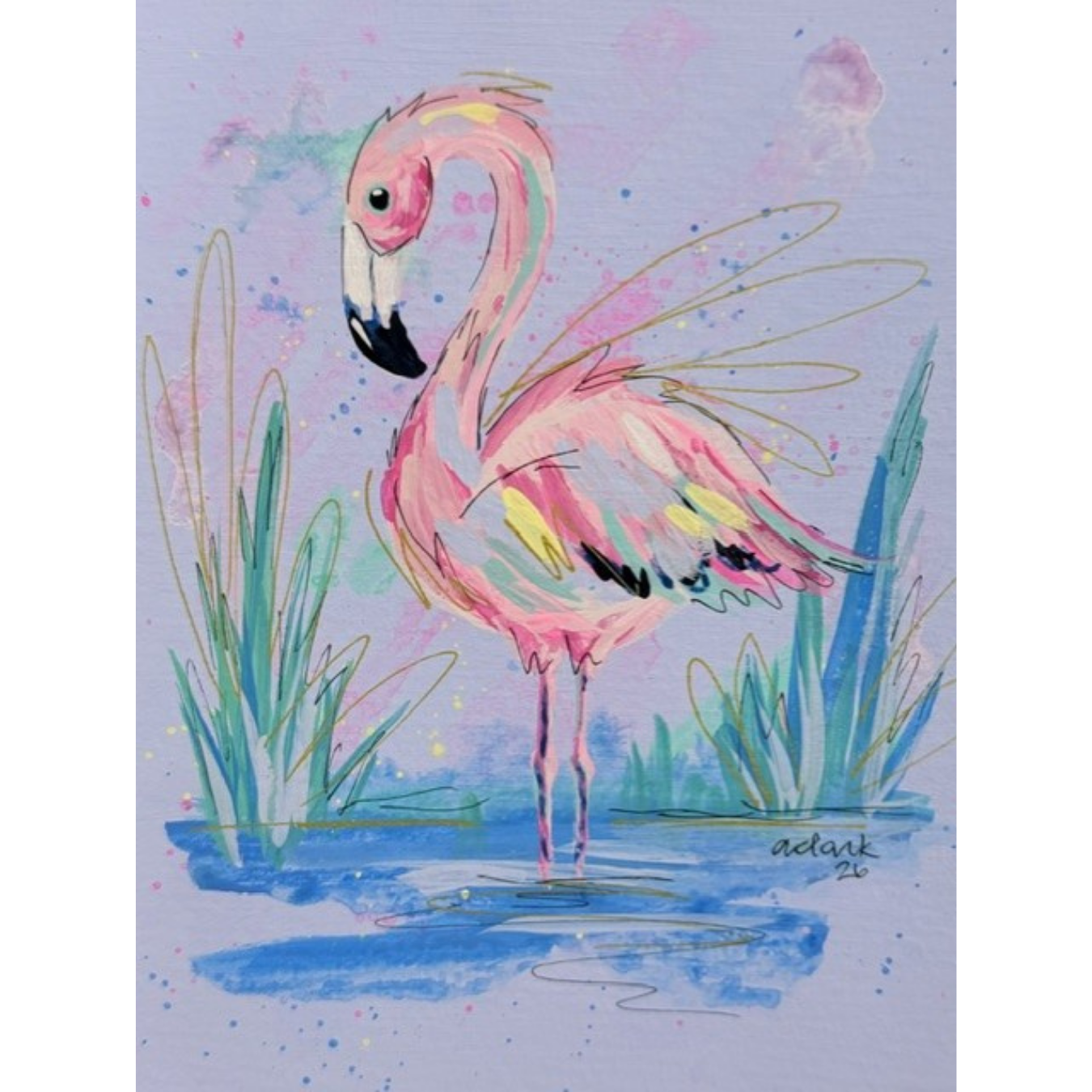 Fancy Framed Flamingo - PURPLE