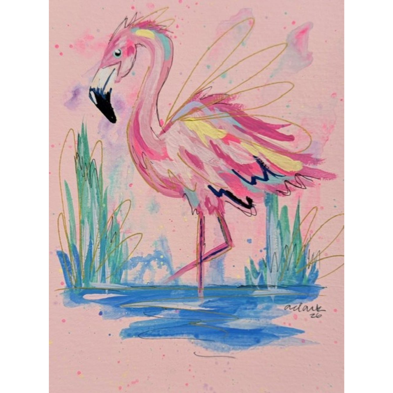 Fancy Framed Flamingo - PINK