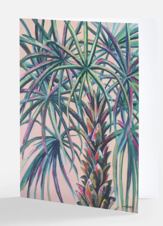 Palmetto folded notecard featuring colorful palm fronds from the Lowcountry Radiance artwork