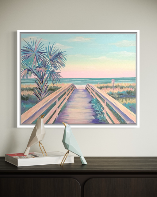 Room display image showing Palmetto Passage in a white frame above a desk and chair