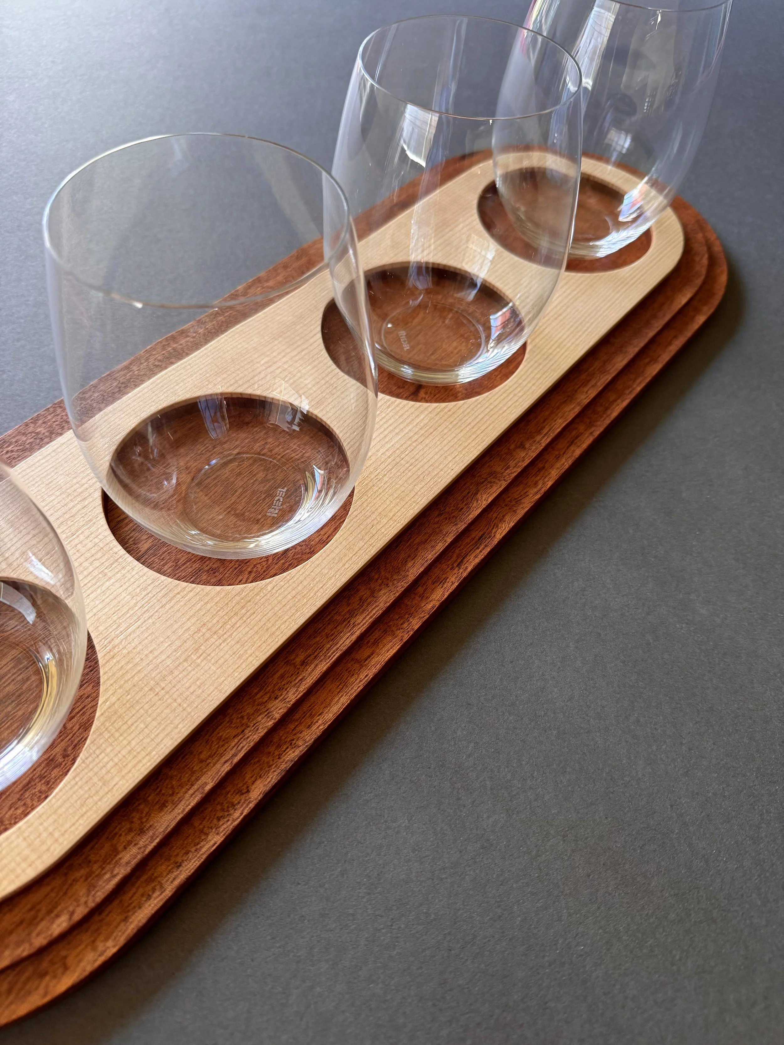 Mahogany & Spruce Wine Tasting Flight Board