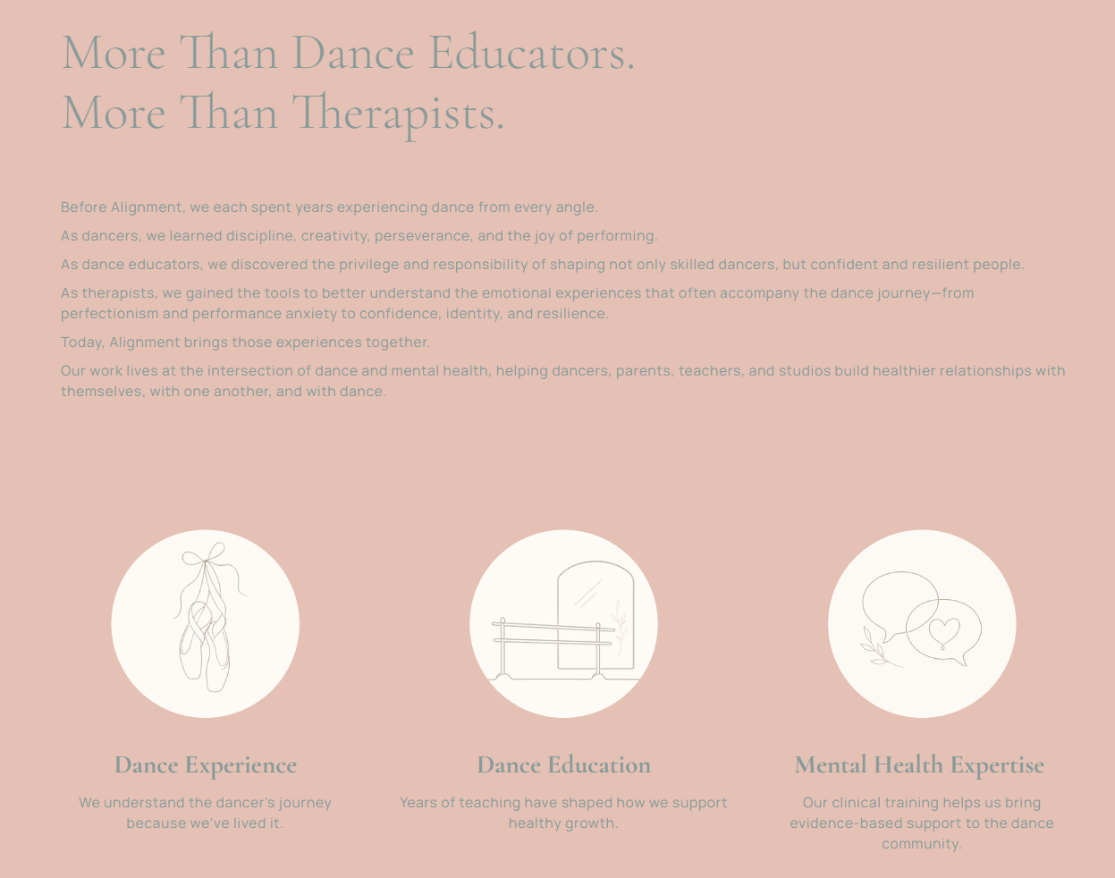 Alignment in Dance homepage redesign by Rooted Creative Design