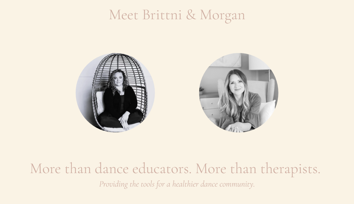 Alignment in Dance About section featuring co-founders Brittni and Morgan