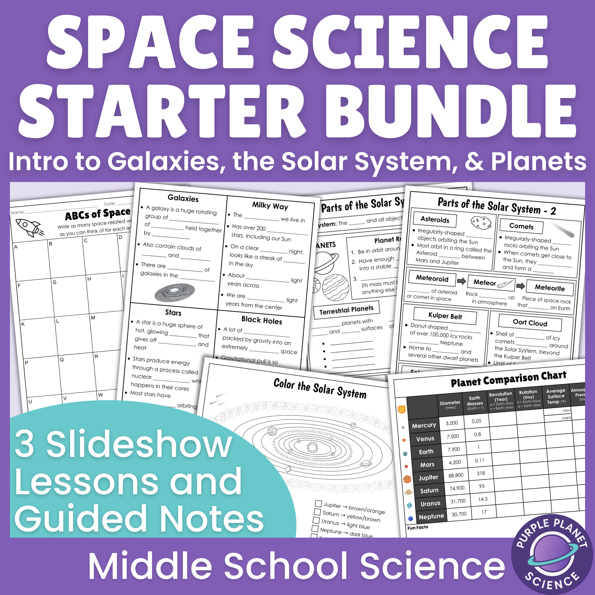 Space Science Starter Bundle Lesson Slideshows Solar System Galaxies Planets