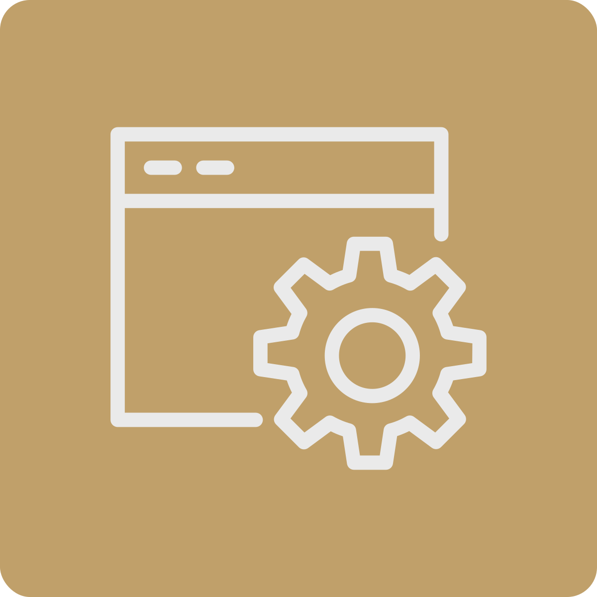 Icon of a web browser window with a gear symbol indicating settings or configurations, on a tan background.