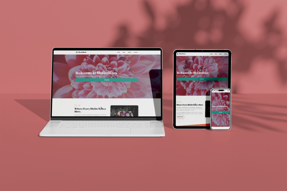 Mock Up of Responsive Design for BloomHaus