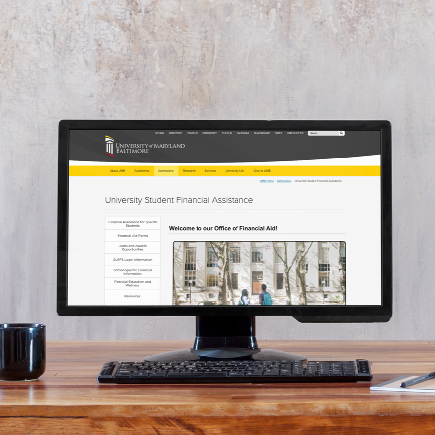 UMB Financial Assistance Website Redesign