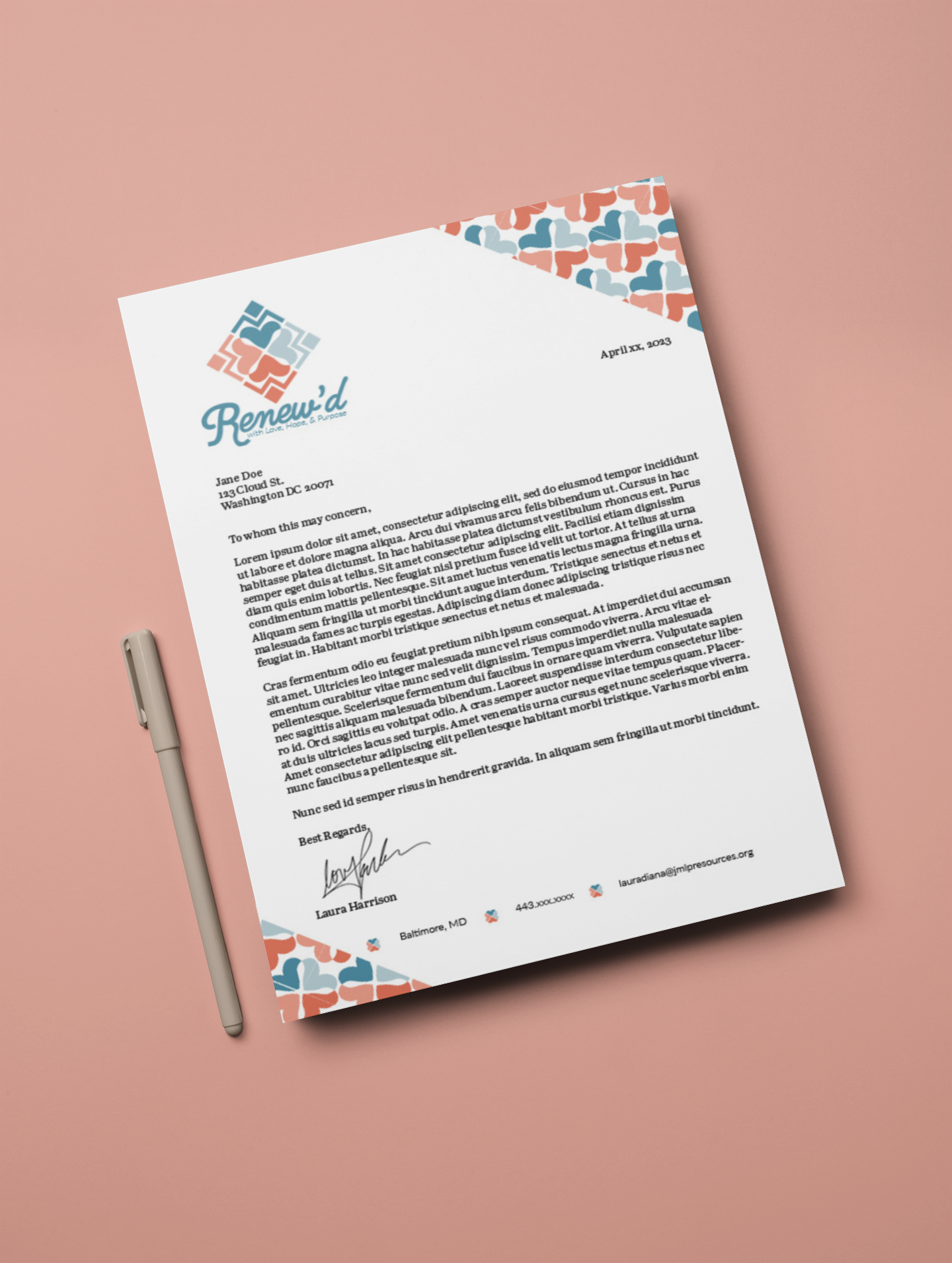 Renew'd Letterhead Mock Up