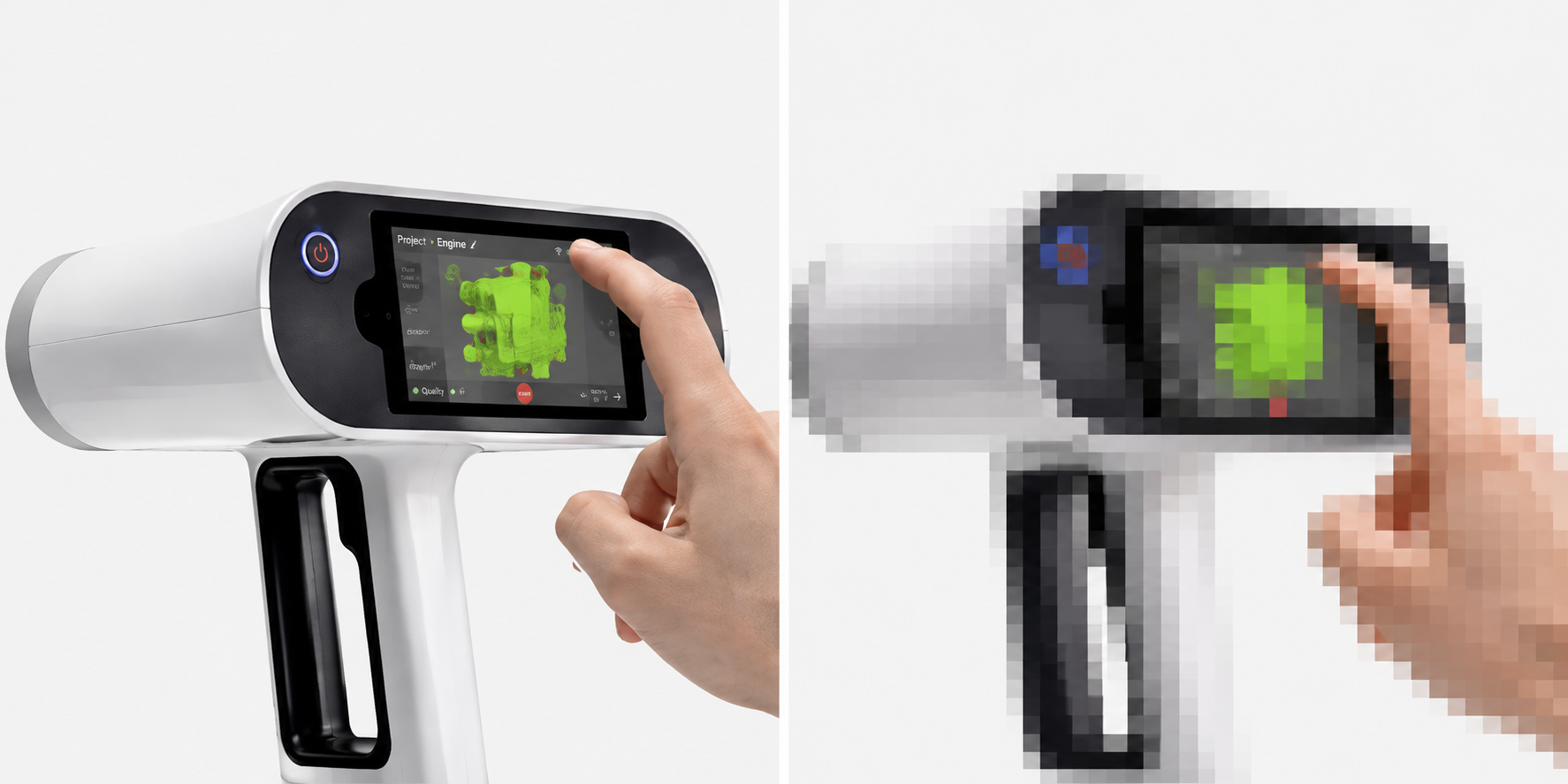 A high vs low resolution image illustrating the basic concept of resolution