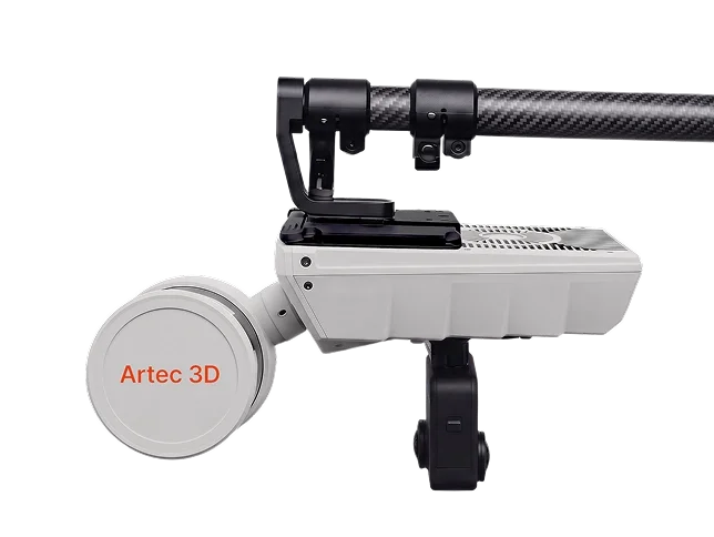 The Artec Jet LiDAR scanner mounted to a pole for extended reach into hard-to-access areas