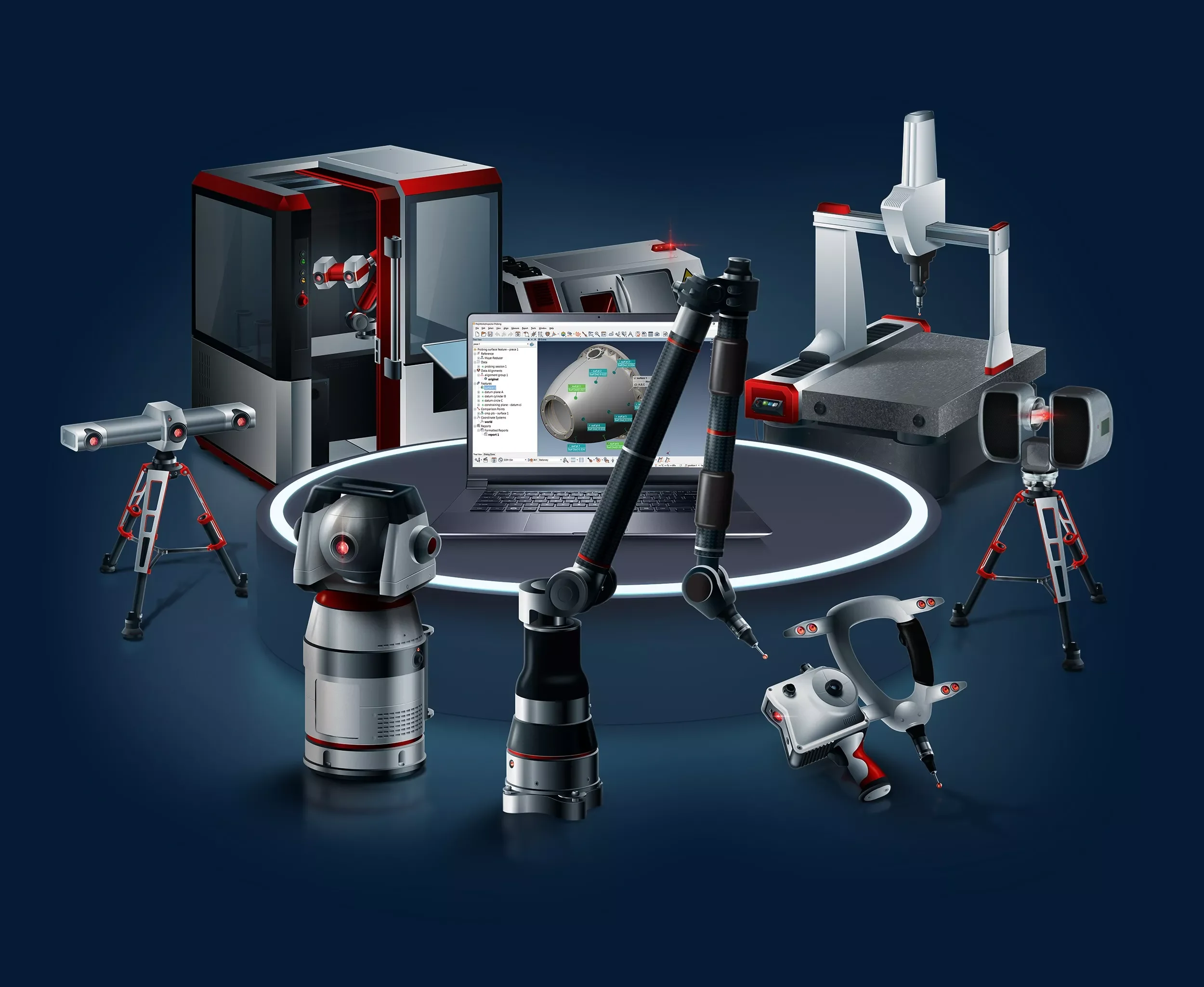A selection of 3D scanning and probing devices, illustrating how Polyworks is universally compatible