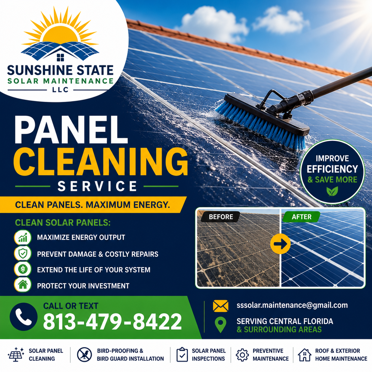 Dirty Solar Panels Cost You Money, Tampa Bay Solar Panel Cleaning , Protect Your Solar Investment , mprove Your System’s Performance , Don’t Ignore Dirty Solar Panels