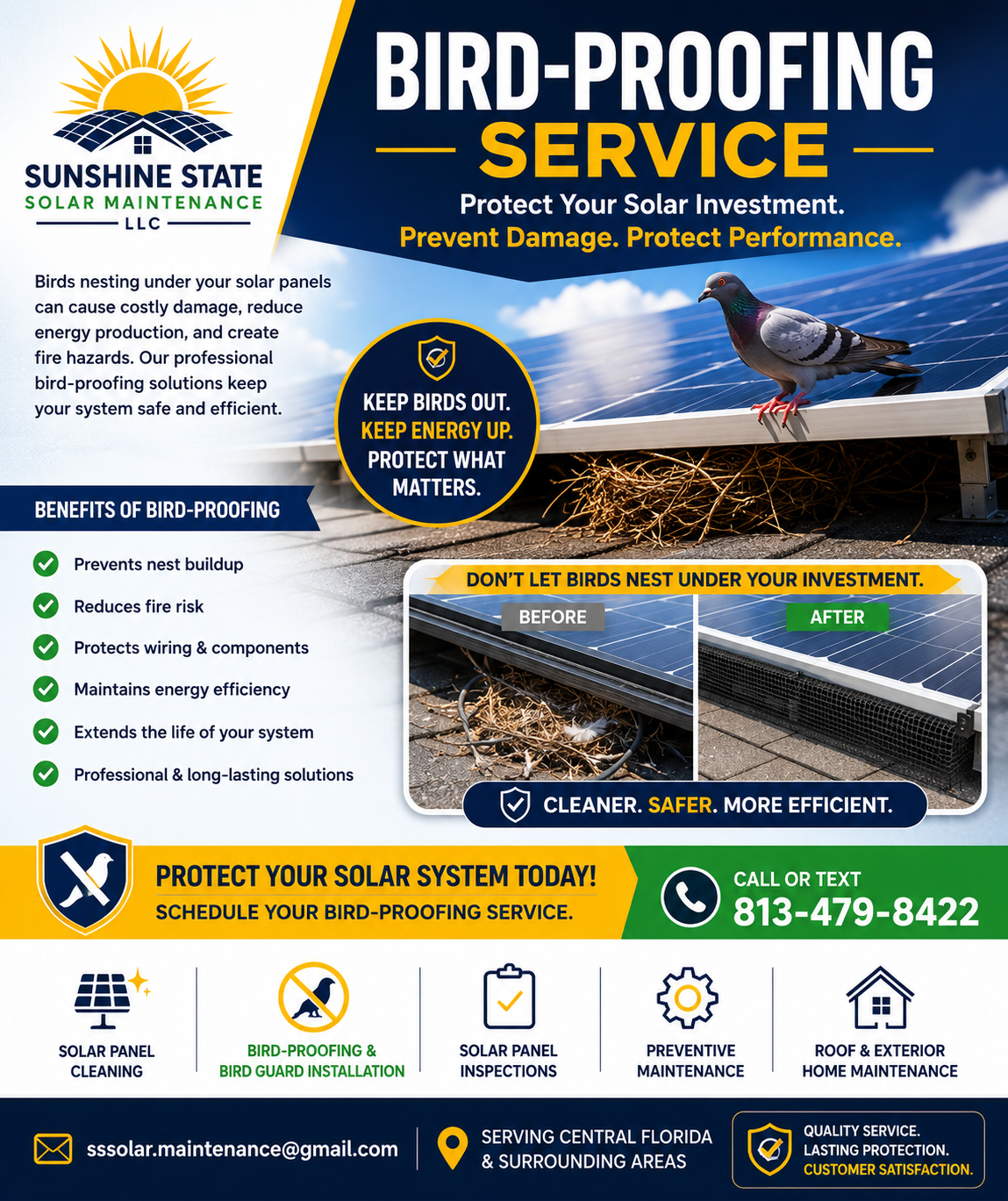 Protect the Area Under Your Panels, Protect Your Solar Investment, Know the Condition of Your System,  Certified and Insured Service