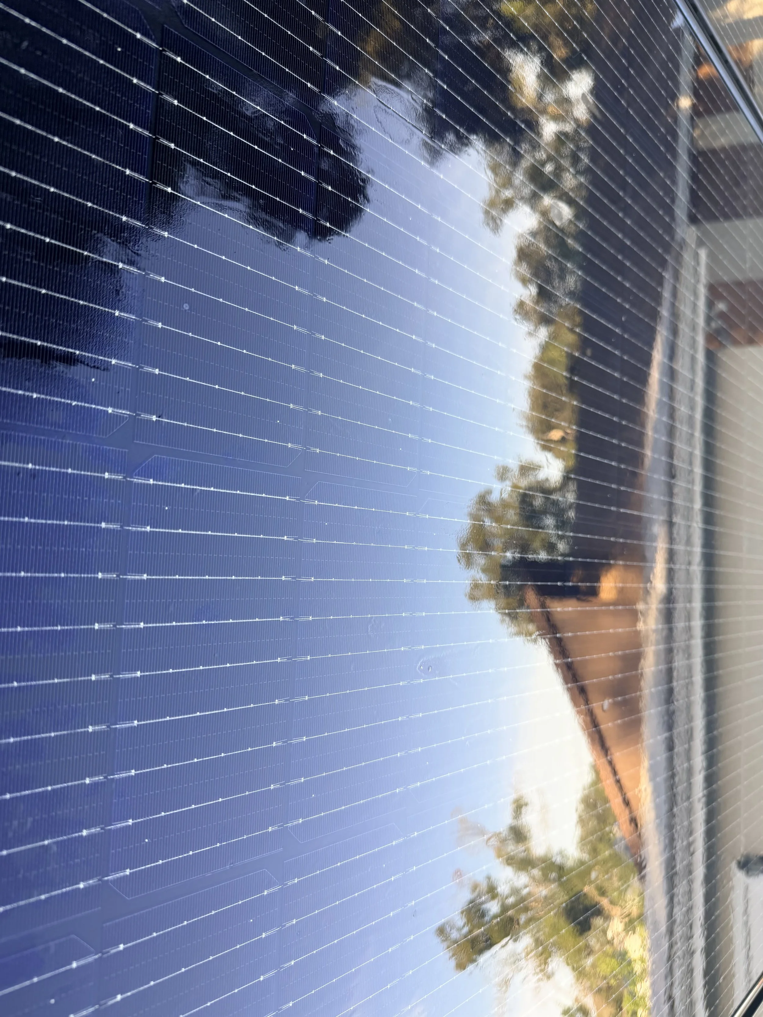 Solar panels after professional cleaning with a rotary brush system