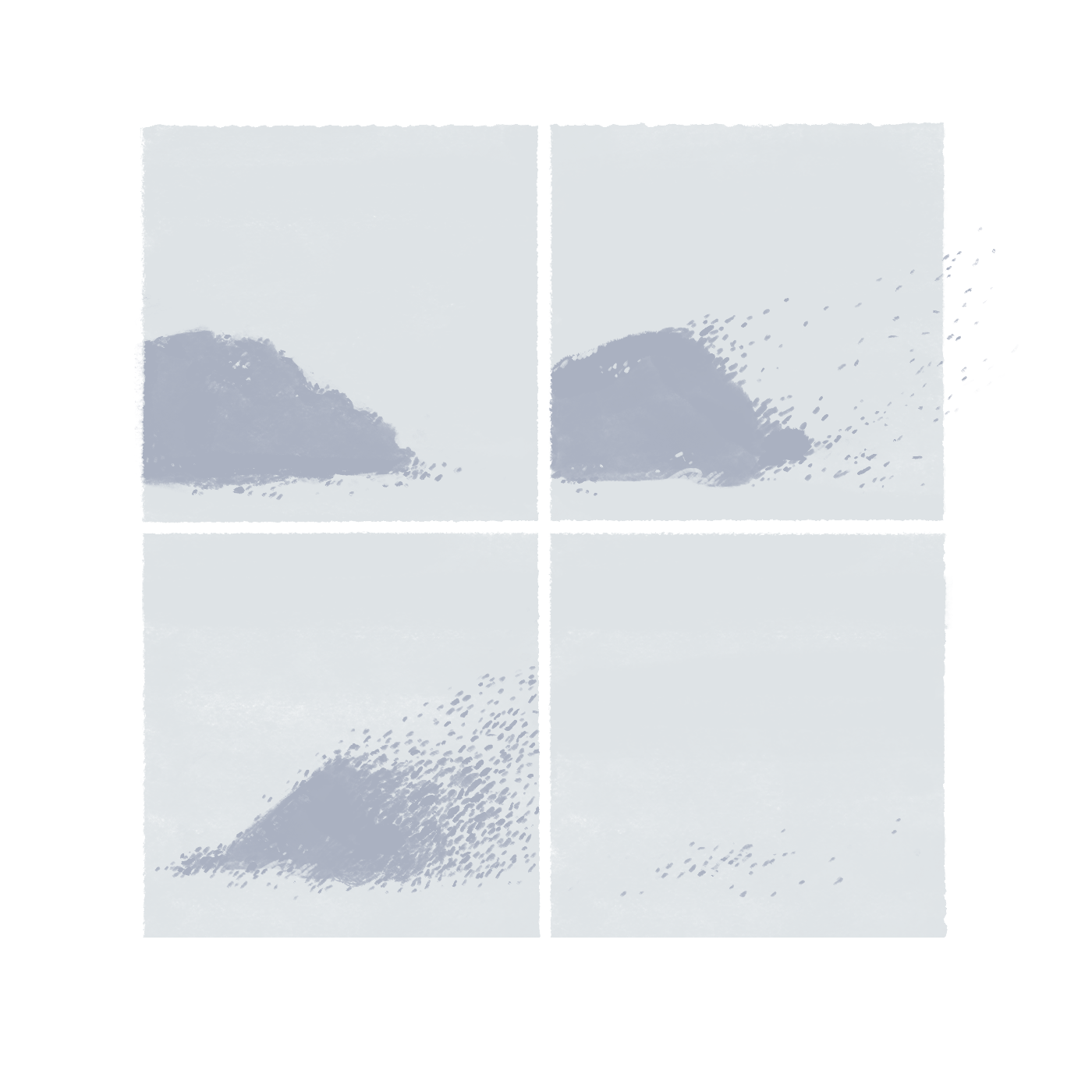 A pile of dust or ashes gradually blows away.