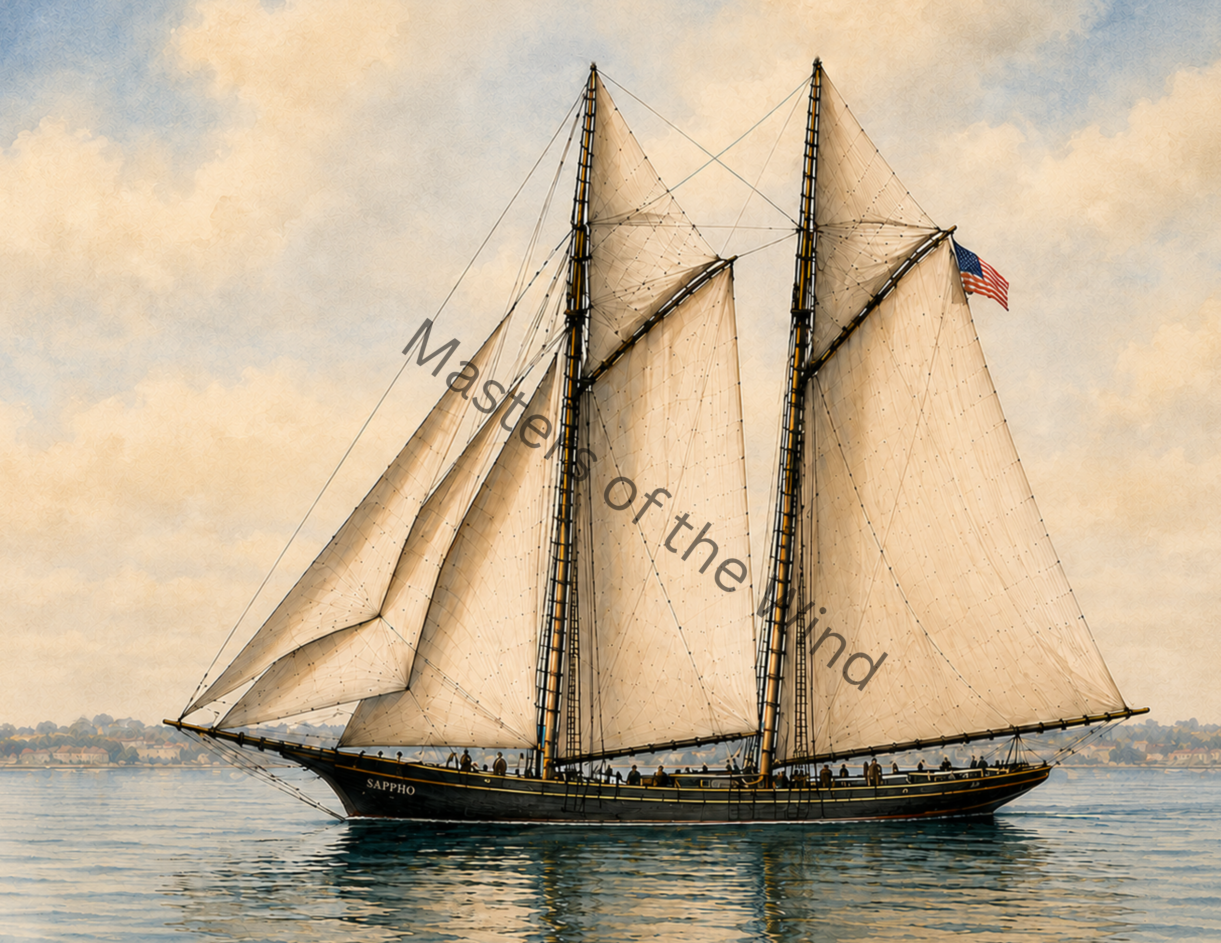 Print of the Yacht Sappho, One of the Winners of the 1871 2nd Defense of the Amerrica's Cup