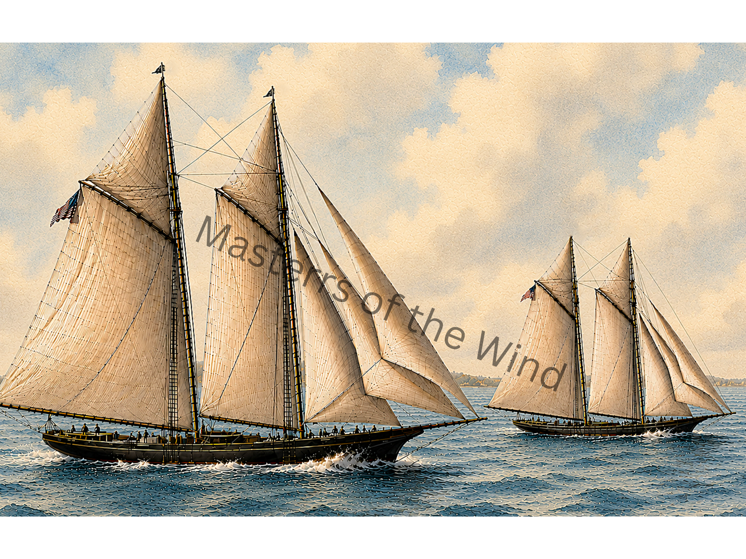 Print of the Yachts Columbia and Sappho 1871 winners of the 2nd America's Cup Defense