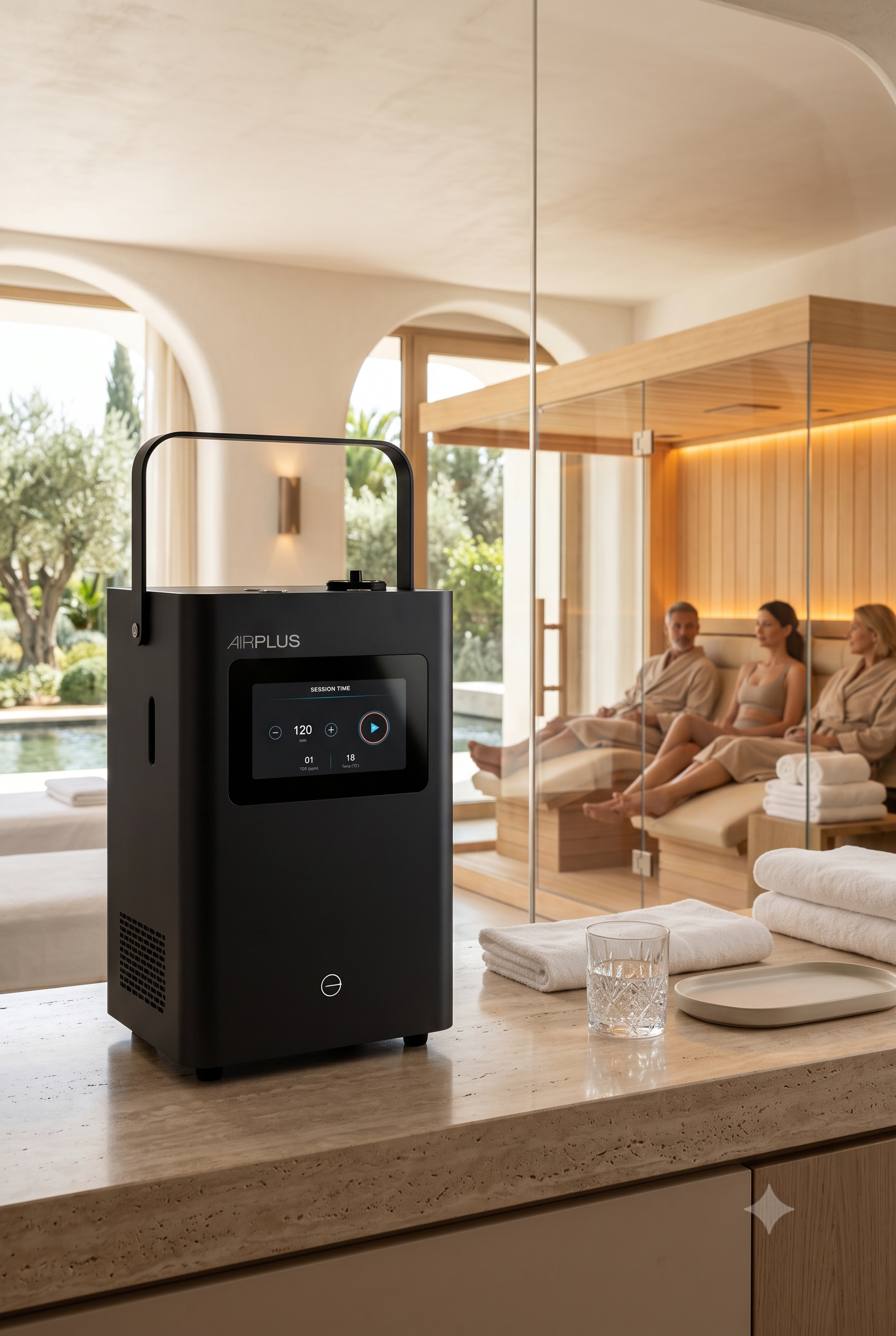 AirPlus Hydrogen Respiration System by CellPowerX front view showing laboratory grade hydrogen generator