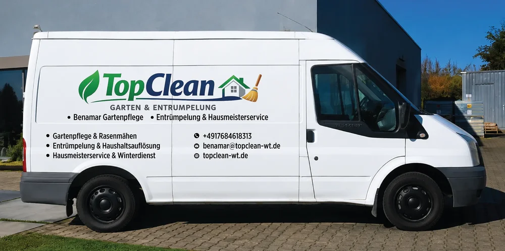 TopClean Firmenwagen für Gartenpflege, Entrümpelung und Hausmeisterservice in der Region Waldshut.