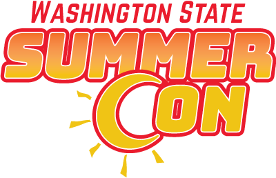 Washington State Summer Con logo with red, yellow, and orange text and sunburst design.