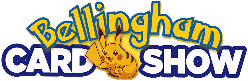 Logo for the Birmingham Card Show featuring Pikachu from Pokémon in the center.